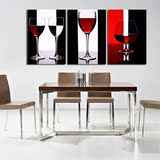 饭厅无框画三联画餐厅装饰画壁画欧美现代简约 红酒杯 洋酒杯