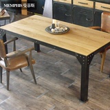 美式loft复古餐桌 实木会议桌 铁艺松木办公桌 长方形餐桌可定制