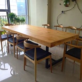 美式复古餐桌铁艺实木餐桌椅组合长方形会议桌酒店家具咖啡厅桌椅