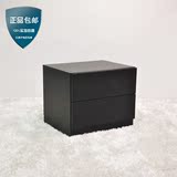 现货现代简约黑色橡木实木贴皮床头柜储物柜 宜家小户型床头柜