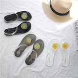 EKOOL 海边度假风夏季柠檬夹脚凉鞋学生甜美大码沙滩鞋女2件包邮