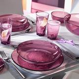 欧洲进口Hya玻璃餐具套装微波炉玻璃碗 创意彩色透明甜品盘沙拉碗