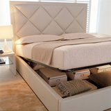 福沃 皮床真皮床小户型双人床1.8米1.5米单人床软体床高箱储物床
