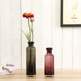 特价加厚美式乡村彩色透明玻璃小花瓶餐桌客厅插花家居装饰品摆件