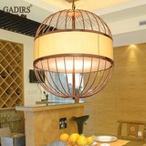 定做新中式吊灯时尚咖啡厅金色鸟笼吊灯养生会所圆形铁艺吊灯卡座