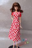 正版芭比娃娃衣服 时尚短裙休闲服装 可儿丽芙6分娃可穿红色裙
