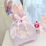 日系超可爱兔子耳朵萌物化妆包 日系抽绳化妆包收纳包