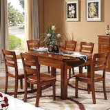 简约现代中式餐桌椅组合实木橡木4/6人折叠伸缩饭桌家用圆桌餐台