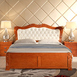 实木床简欧式高箱储物床2米2.2米大床白色橡木床简约双人床1.8米