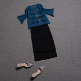 欧洲站2016秋装新款女气质宽松镂空针织罩衫吊带连衣裙两件套套装