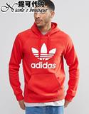 【直邮ASOS英国代购】男士Adidas红色纯色三叶草LOGO帅气卫衣8.1
