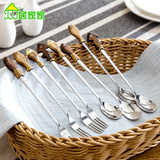 居家家 不锈钢长柄勺子叉子便携小汤勺 创意家用餐具水果叉咖啡勺