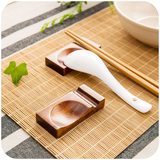 居家家 日式楠木筷子架筷拖托筷枕 创意复古礼品调羹架餐桌筷架