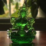 禅悦佛艺 藏传佛教用品 古法 琉璃 绿度母佛像密宗佛像摆件结缘价