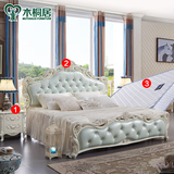 欧式床真皮床公主床1.8米双人床婚床法式雕花实木床卧室套装组合