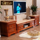 大理石电视柜实木雕刻地柜影视柜高低柜组合现代简约客厅家具包邮