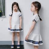女童连衣裙 韩国夏装中大童装服装海军风学院风夏季儿童公主裙子