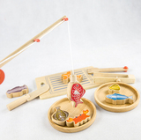 钓鱼玩具木质制磁性钓鱼玩具儿童益智过家家垂钓游戏