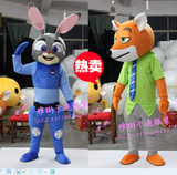 现货疯狂动物城卡通服装狐狸尼克和朱迪兔子成人行走卡通人偶服装