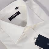 雅戈尔原白色长袖衬衫 男士商务正装奶白色纯棉斜纹职业衬衣DP