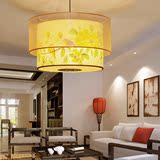 新中式吊灯简约中式国画羊皮客厅餐厅灯仿古卧室圆形茶楼酒店吊灯