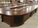高档六米五米椭圆会议桌办公桌实木皮大型简约现代办公家具可定制