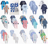 英国Next官网正品代购新款男宝宝婴儿纯棉长袖连体衣爬服哈衣。