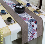 现代中式桌旗 红木长条茶席餐桌布茶旗欧式奢华日式茶巾香道包邮