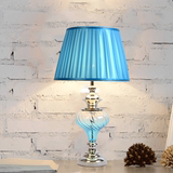雅家乐 蓝色水晶玻璃台灯 欧式奢华田园创意简约客厅卧室书房台灯