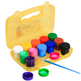 12色可洗颜料 儿童涂鸦无毒颜料手指颜料送一支画笔手指画水彩画