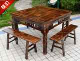 实木餐厅饭店餐桌椅组合 农家乐户外桌椅全实木八仙桌仿古桌餐椅
