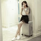 夏季新款韩版无袖雪纺衫上衣+修身蕾丝女A字阔腿短裤两件时尚套装