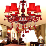 欧式玻璃管红色灯罩水晶吊灯 KTV餐厅酒吧会所美容院装饰吊灯