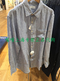 男装 高级麻条纹衬衫(长袖) 169223 优衣库 专柜正品代购