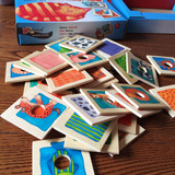 儿童益智木制拼图玩具动物皮毛记忆配对拼板24种动物上下叠加包邮