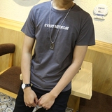 韩国东大门林弯弯短袖权志龙GD同款日系字母刺绣 男士修身短袖T恤