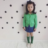 韩国童装女童2016春款薄针织衫开衫绿色开衫外套百搭基础款