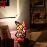 百劲欧式卧室床头灯蝴蝶创意艺术玄关书房台灯田园温馨复古琉璃灯