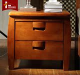 实木橡木床头柜简约现代中式整装卧室海棠色储物柜胡桃色特价包邮