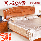 实木床 气压高箱储物床 1.8 1.5米橡木床双人床简约中式实木床