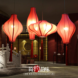 新中式吊灯笼布艺手绘仿古灯具客厅餐厅茶楼酒店大厅工程组合定制
