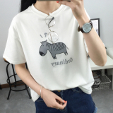 T恤夏季女装新款韩版宽松短袖印花体恤初中高中学生打底衫上衣女