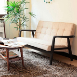 日式休闲组装布艺沙发椅 宜家单人双人三人实木沙发 咖啡厅椅包邮