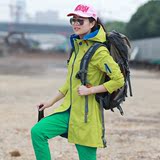韩版春秋户外运动登山服防水雨透气中长款外套风衣大码冲锋衣女潮