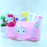 Kitty猫韩国卡通可爱整理筐大容量塑料杂物盒化妆品桌面收纳盒