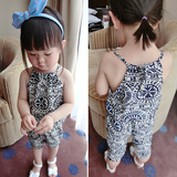 女童棉麻夏装1-2-3岁女宝宝吊带背心套装2016韩版婴幼儿夏款衣服