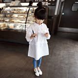 MIKA童装 2016春装新款韩版查宽松女童百搭白衬衫娃娃衫衬衣裙