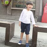 儿童棉麻短袖衬衫t恤 2016春夏装 韩版男女童长袖亚麻衬衣t恤上衣