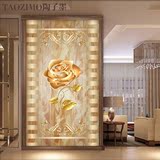 玄关背景墙瓷砖现代欧式客厅走廊过道微晶石3d雕刻壁画 黄金玫瑰