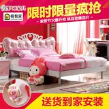 韩式床田园儿童床女孩公主床单人床储物床1.5米粉色小床特价1.2m